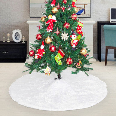 Christmas Tree Skirt - White Faux Fur