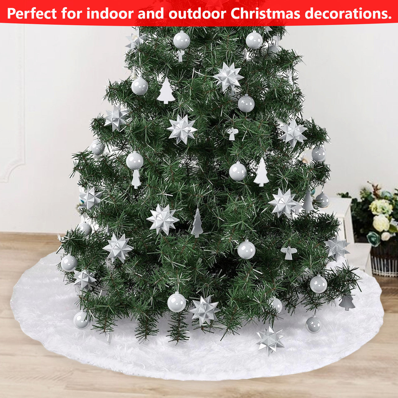 Christmas Tree Skirt - White Faux Fur