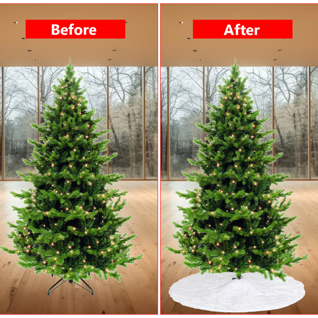 Christmas Tree Skirt - White Faux Fur