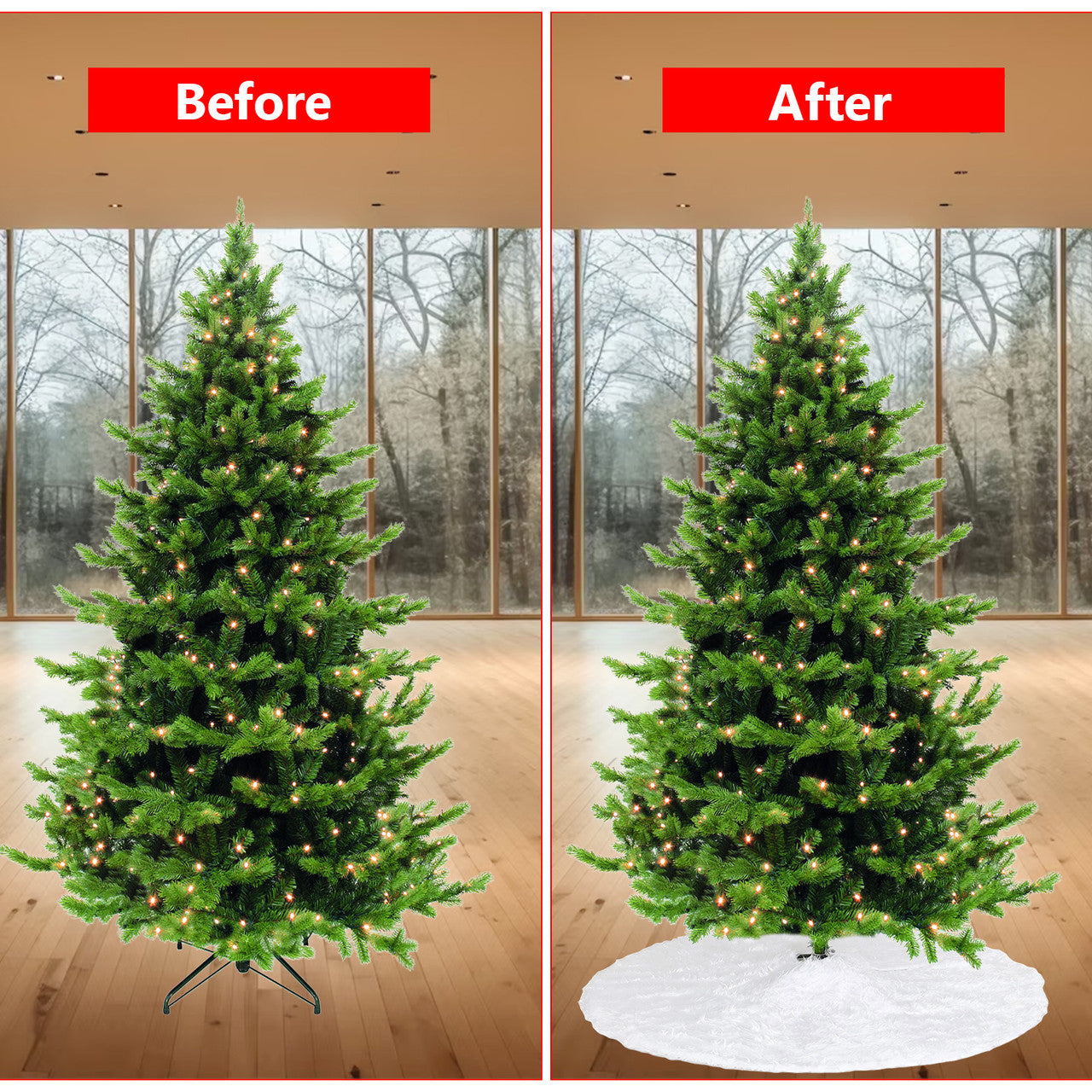 Christmas Tree Skirt - White Faux Fur