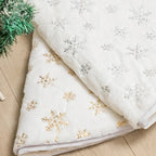 Christmas Tree Skirt - White With Gold Snowflakes