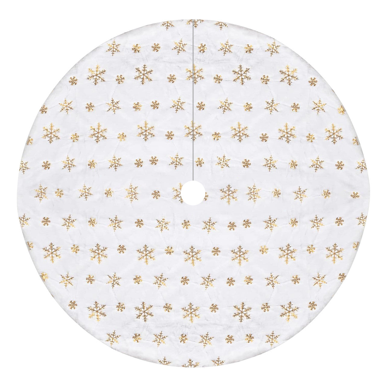 Christmas Tree Skirt - White With Gold Snowflakes