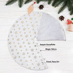 Christmas Tree Skirt - White With Gold Snowflakes