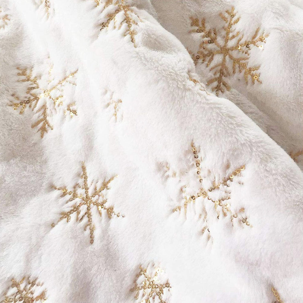 Christmas Tree Skirt - White With Gold Snowflakes