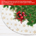 Christmas Tree Skirt - White With Gold Snowflakes