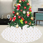 Christmas Tree Skirt - White With Gold Snowflakes