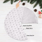 Christmas Tree Skirt - White with Silver Snowflakes