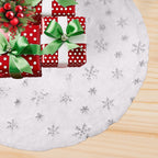 Christmas Tree Skirt - White with Silver Snowflakes