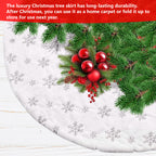 Christmas Tree Skirt - White with Silver Snowflakes