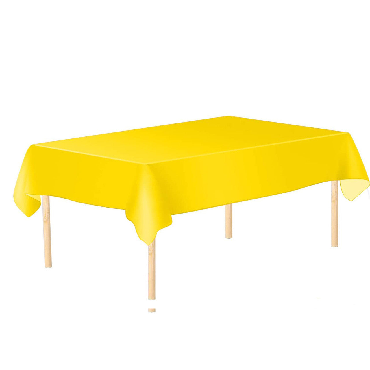 Rectangular Plastic Disposable Tablecloth - Yellow