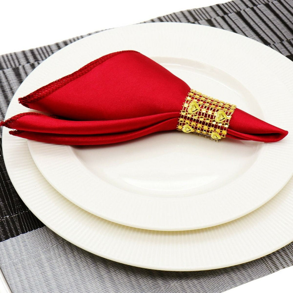 Sparkling Heart Diamante Stretchable Napkin Rings (Pack of 10) - Gold