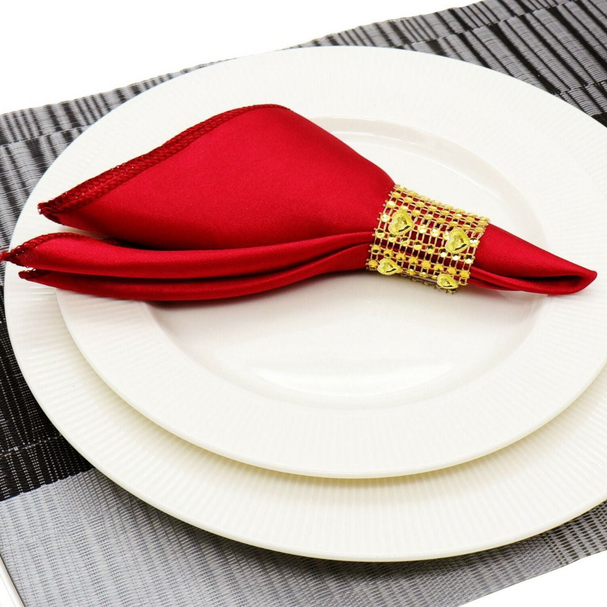 Sparkling Heart Diamante Stretchable Napkin Rings (Pack of 10) - Gold