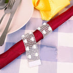 Sparkling Heart Diamante Stretchable Napkin Rings (Pack of 10) - Silver