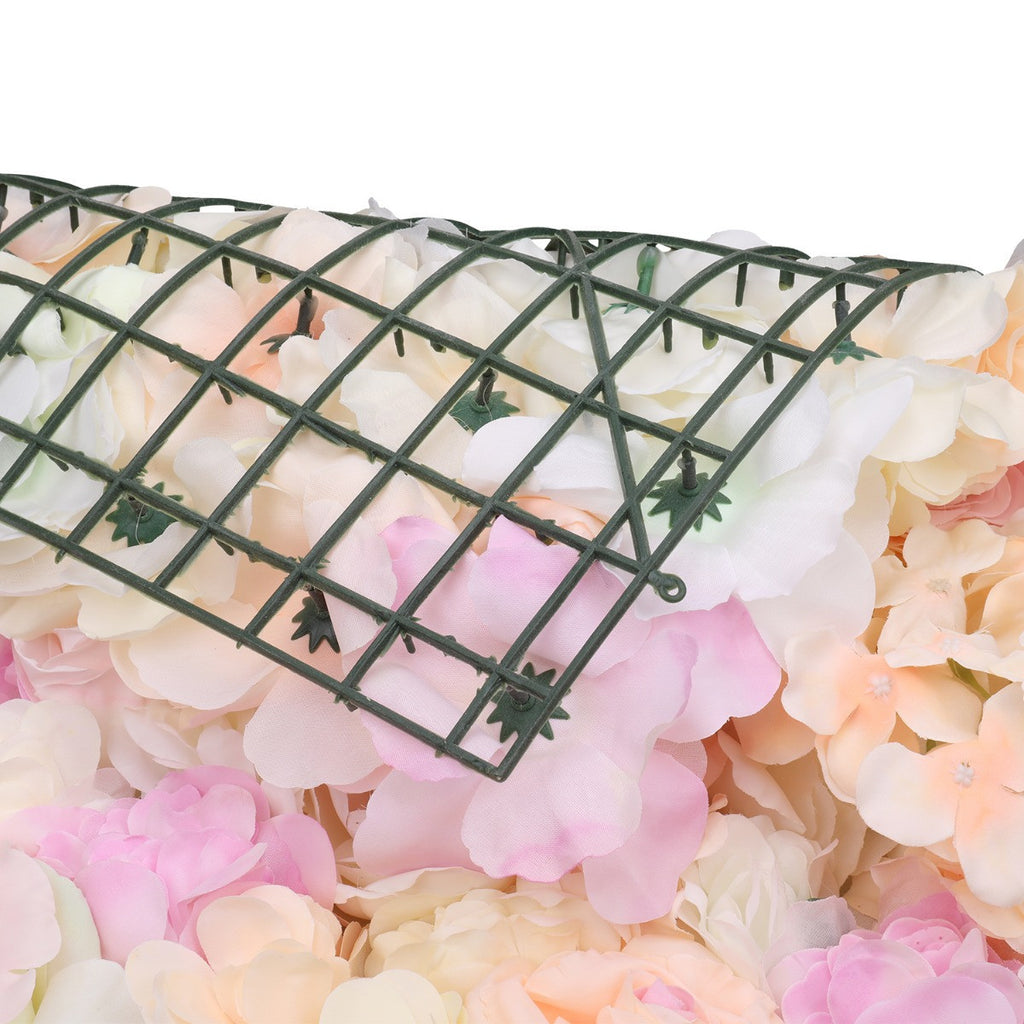 Hydrangea Artificial Flower Wall Panel 60cm x 40cm -Peach, Pink, Ivory & White x 12