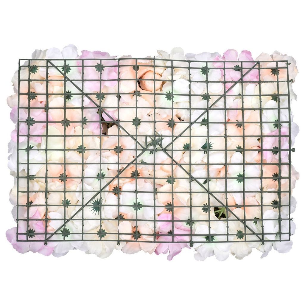 Hydrangea Artificial Flower Wall Panel 60cm x 40cm -Peach, Pink, Ivory & White