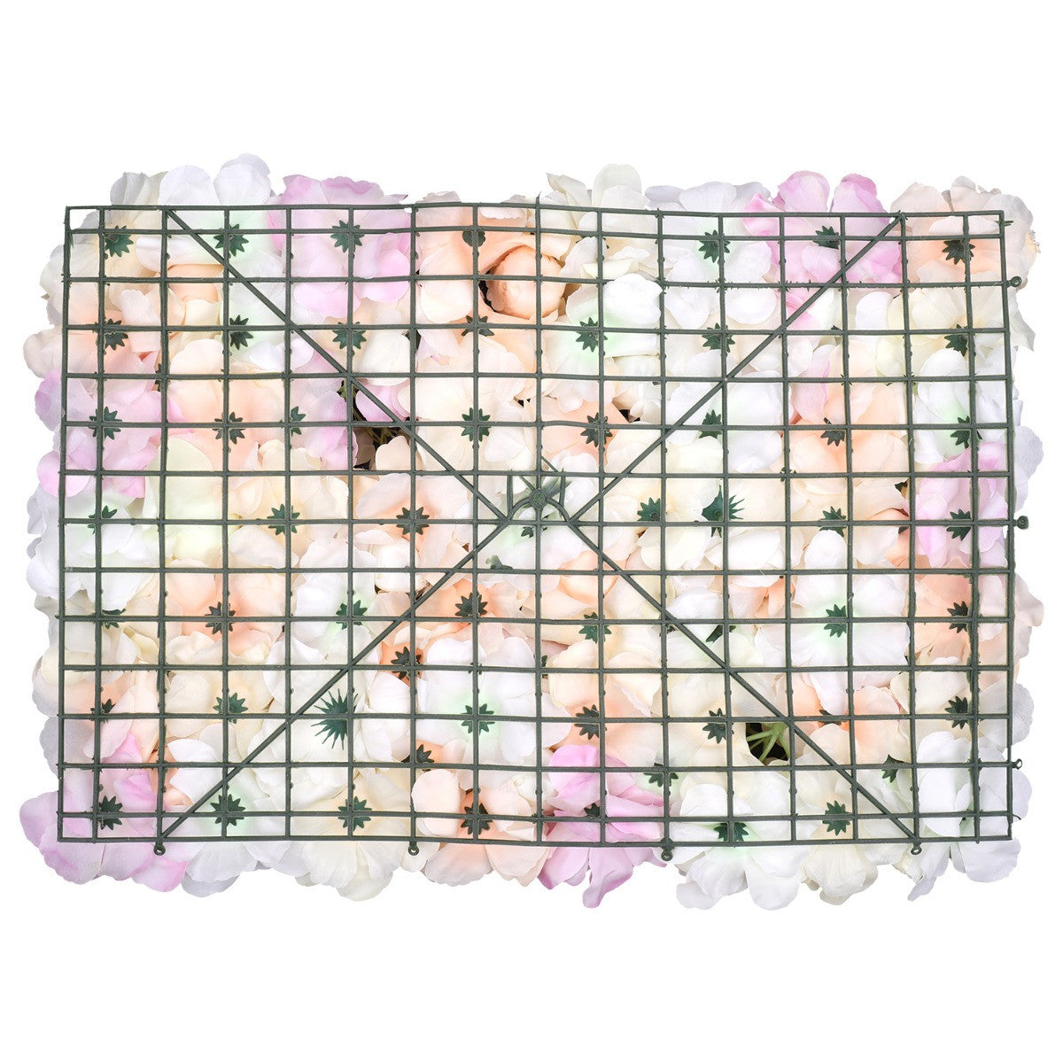 Hydrangea Artificial Flower Wall Panel 60cm x 40cm -Peach, Pink, Ivory & White