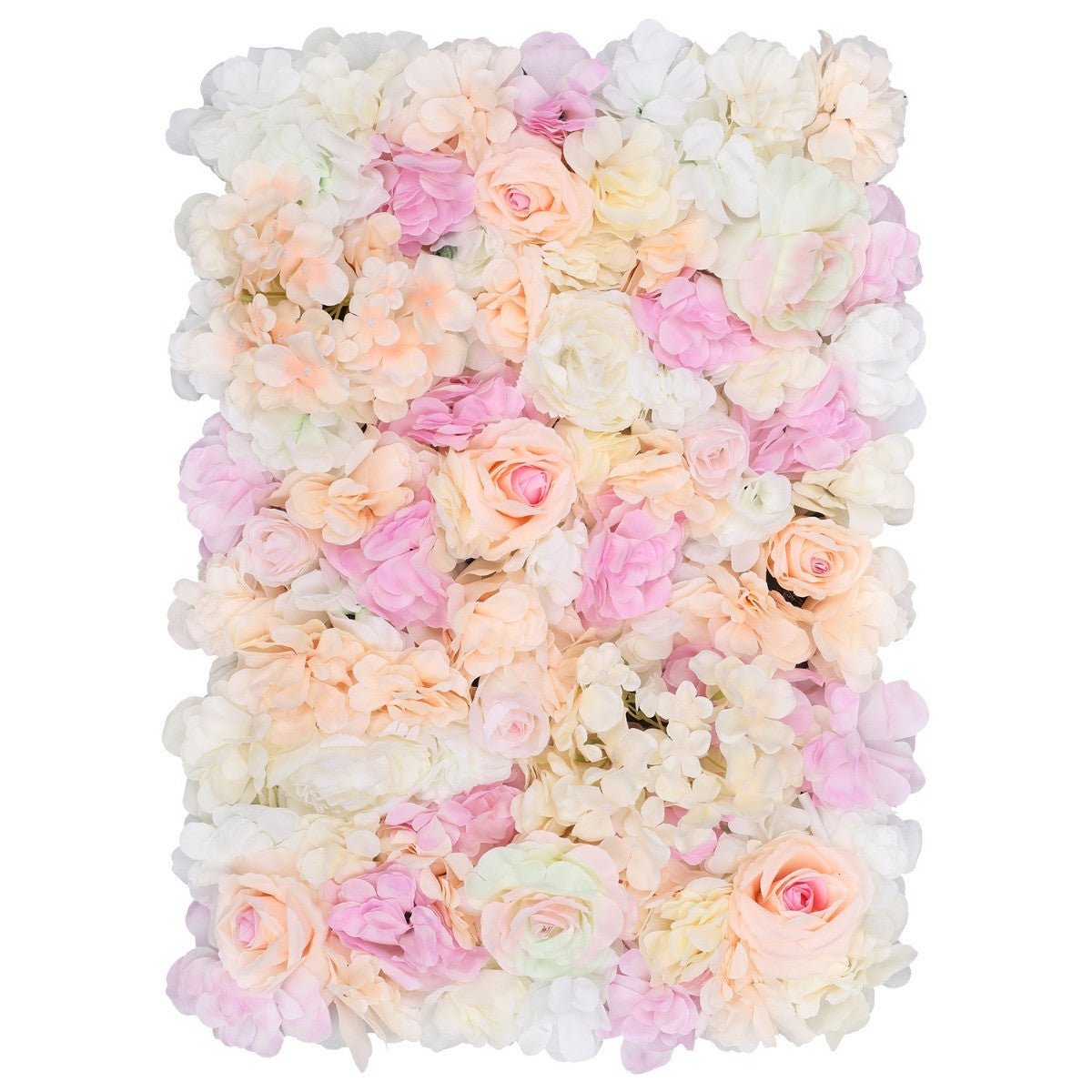 Hydrangea Artificial Flower Wall Panel 60cm x 40cm -Peach, Pink, Ivory & White