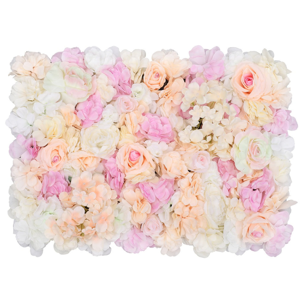 Hydrangea Artificial Flower Wall Panel 60cm x 40cm -Peach, Pink, Ivory & White