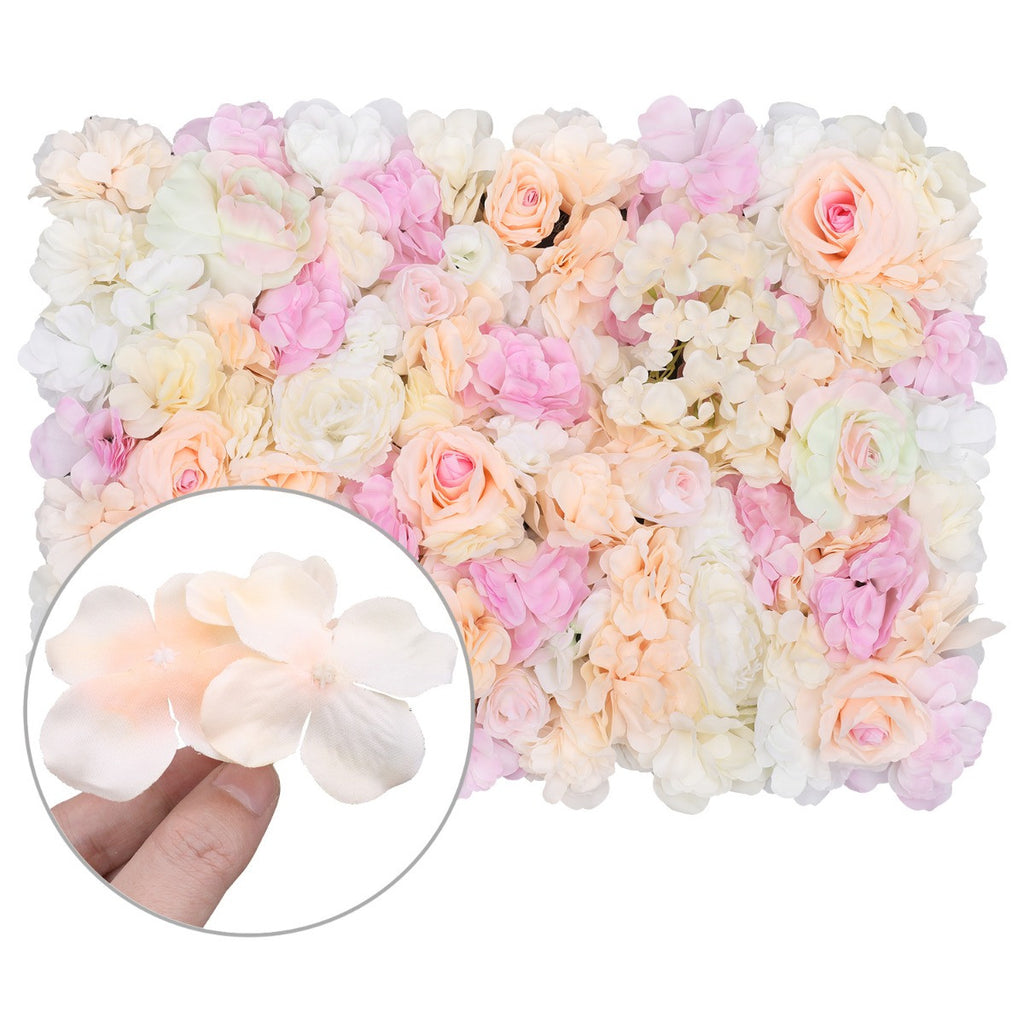 Hydrangea Artificial Flower Wall Panel 60cm x 40cm -Peach, Pink, Ivory & White