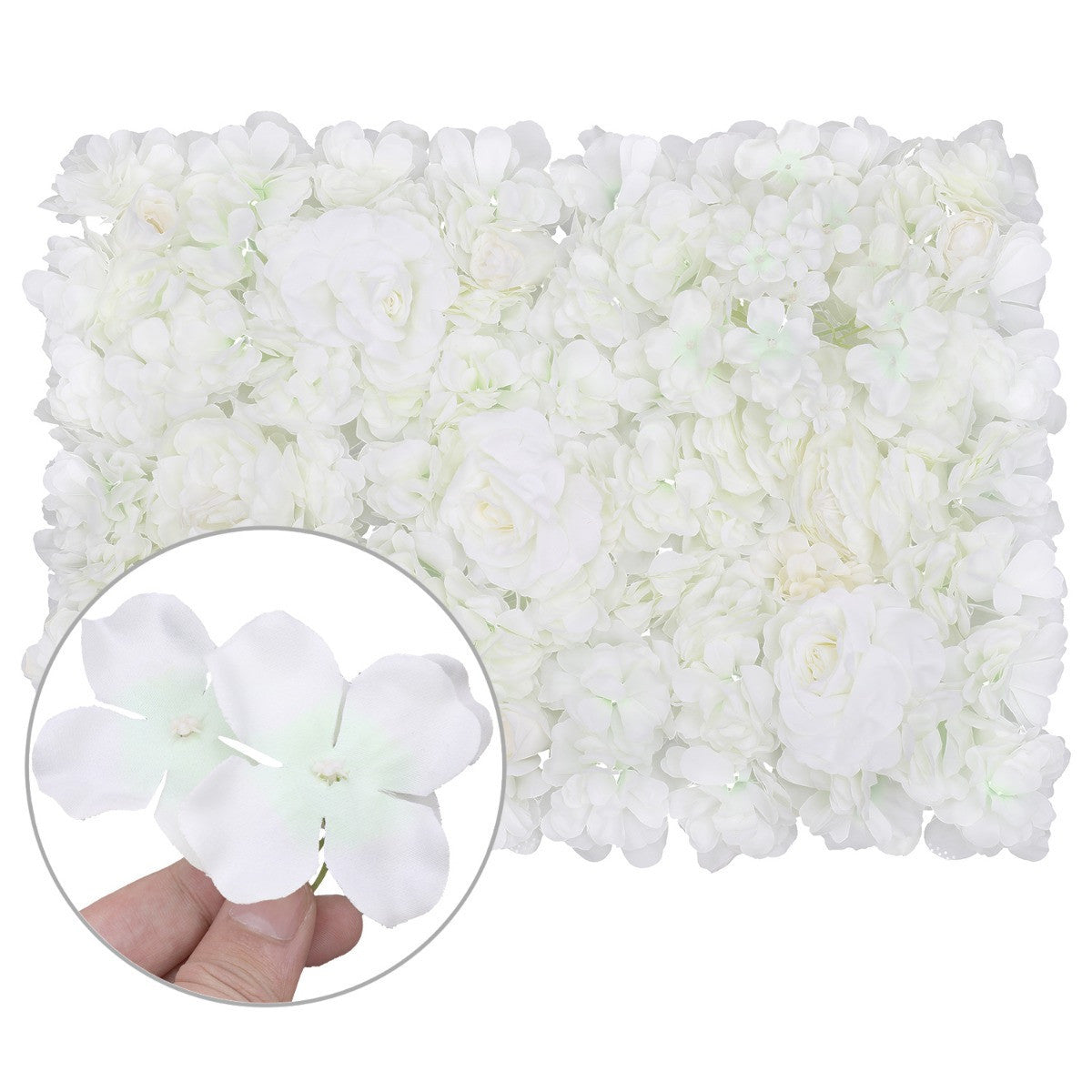 Hydrangea Artificial Flower Wall Panel 60cm x 40cm - White x 12