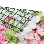 Hydrangea Artificial Flower Wall Panel 60cm x 40cm - Lime, Hot Pink, Pink & White
