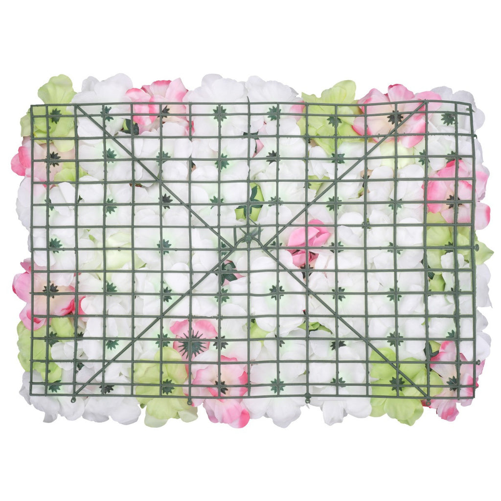 Hydrangea Artificial Flower Wall Panel 60cm x 40cm - Lime, Hot Pink, Pink & White