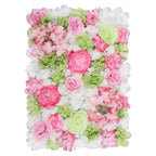 Hydrangea Artificial Flower Wall Panel 60cm x 40cm - Lime, Hot Pink, Pink & White