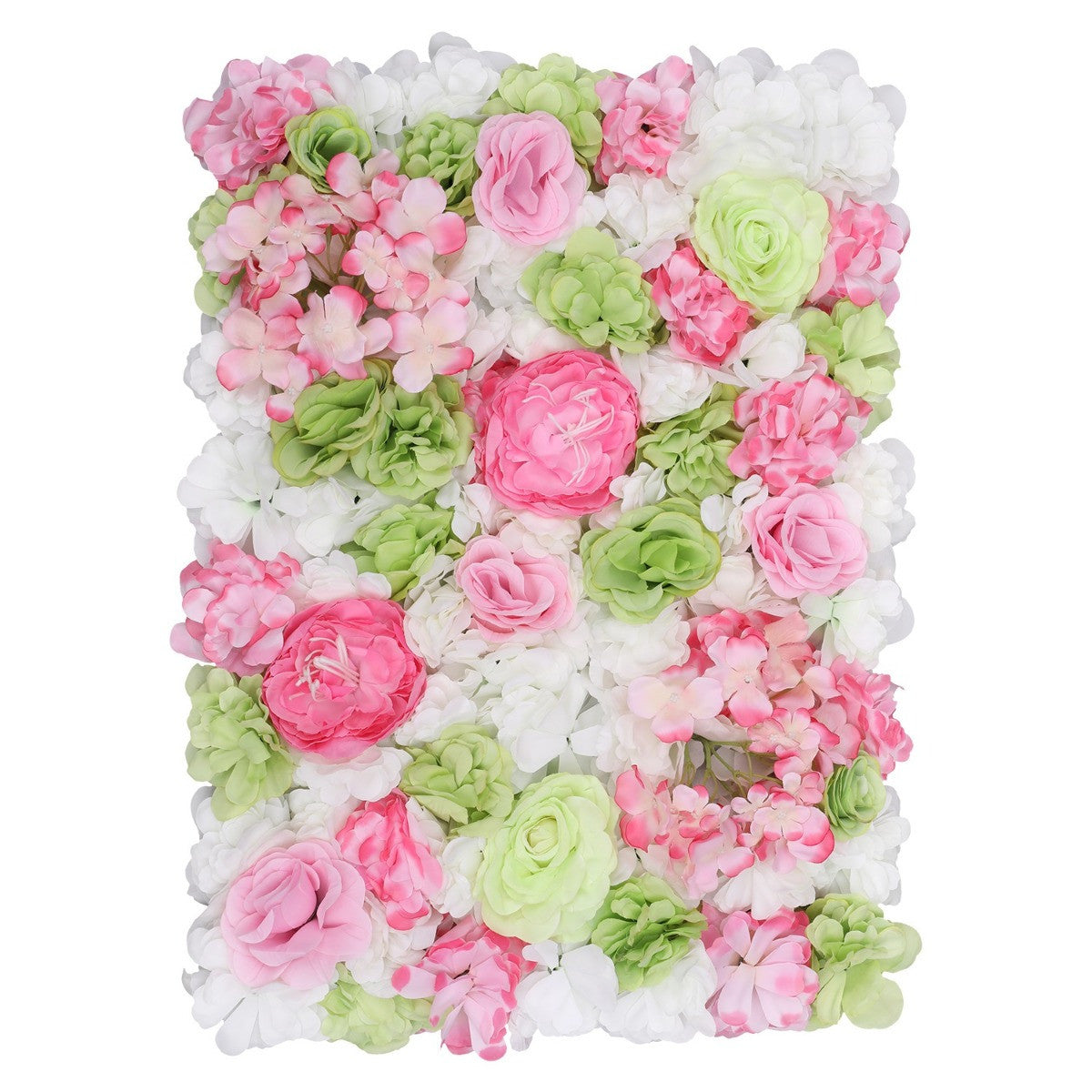 Hydrangea Artificial Flower Wall Panel 60cm x 40cm - Lime, Hot Pink, Pink & White
