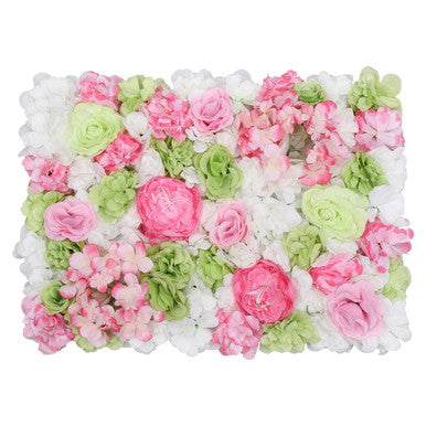 Hydrangea Artificial Flower Wall Panel 60cm x 40cm - Lime, Hot Pink, Pink & White x 12