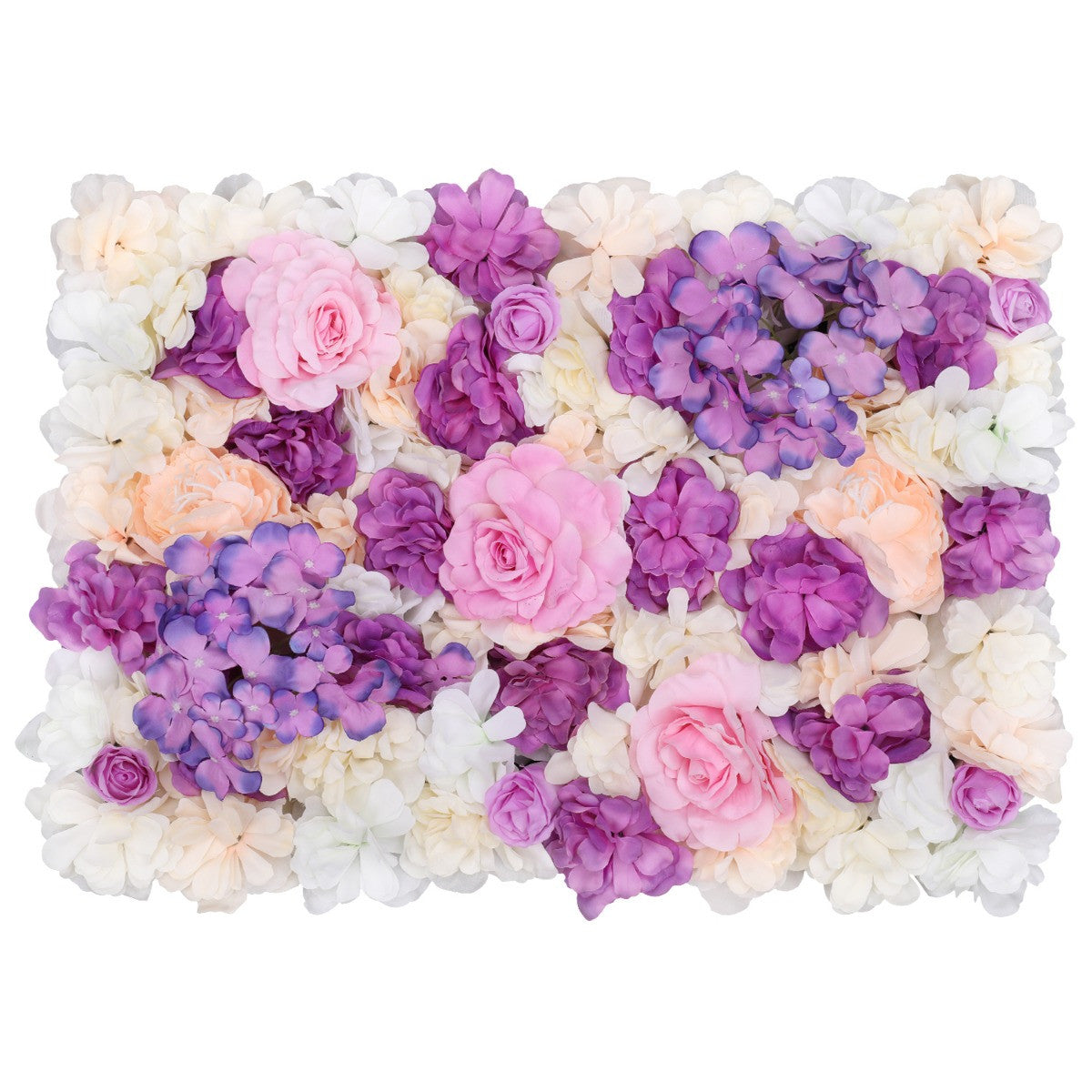 Hydrangea Artificial Flower Wall Panel 60cm x 40cm - Peach, Ivory, White, Pink & Purple