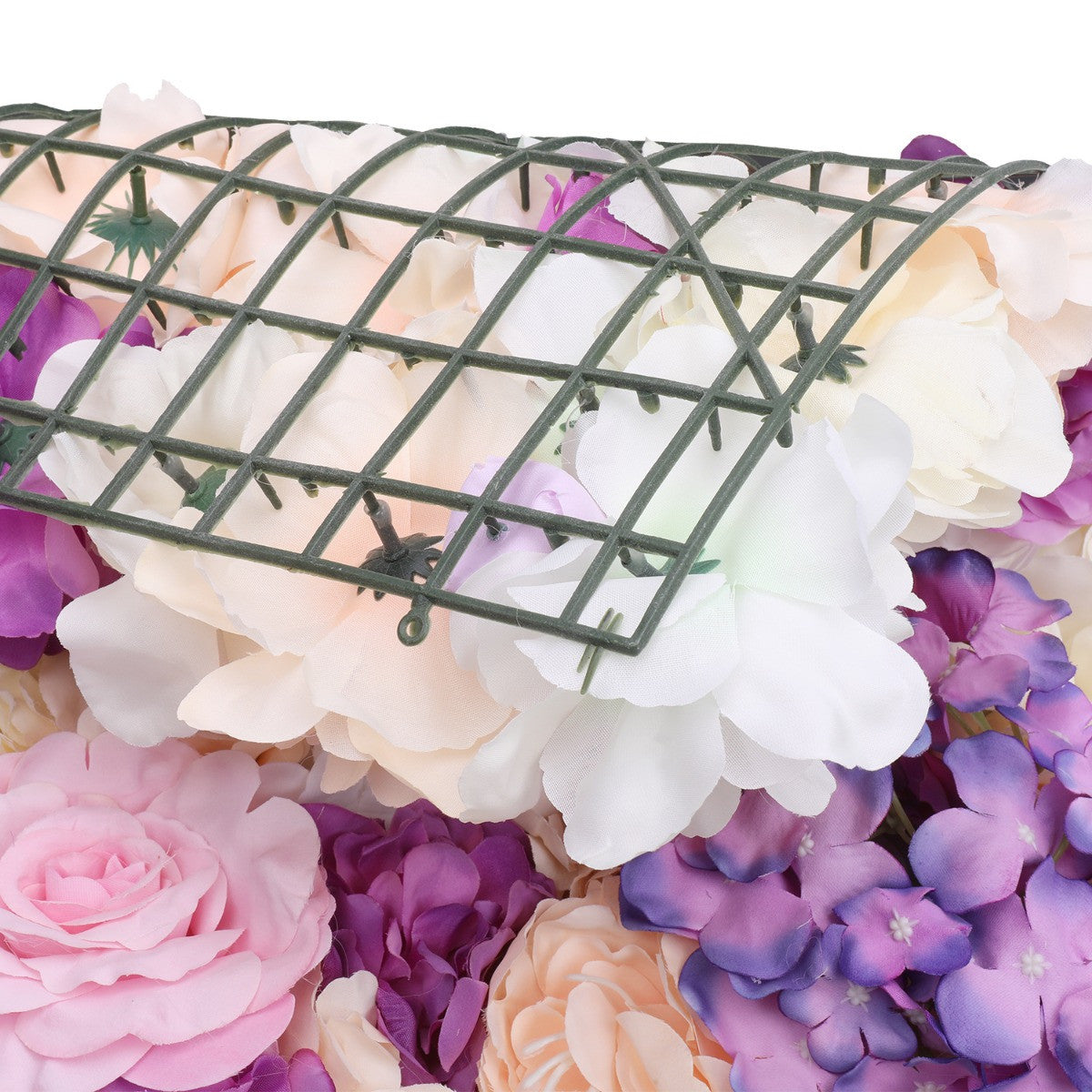 Hydrangea Artificial Flower Wall Panel 60cm x 40cm - Peach, Ivory, White, Pink & Purple