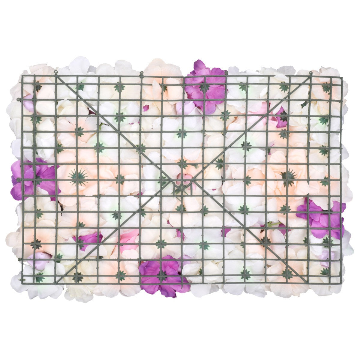 Hydrangea Artificial Flower Wall Panel 60cm x 40cm - Peach, Ivory, White, Pink & Purple