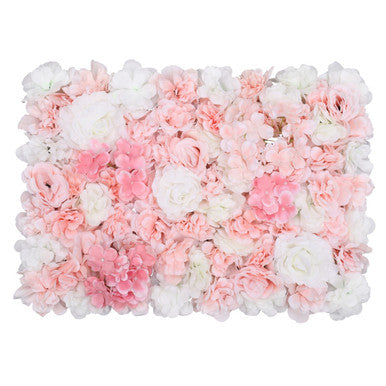 Hydrangea Artificial Flower Wall Panel 60cm x 40cm - Peach, Baby Pink & White x 12
