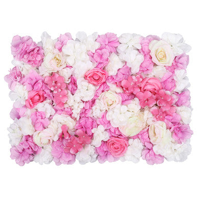 Hydrangea Artificial Flower Wall Panel 60cm x 40cm - Pink & Ivory