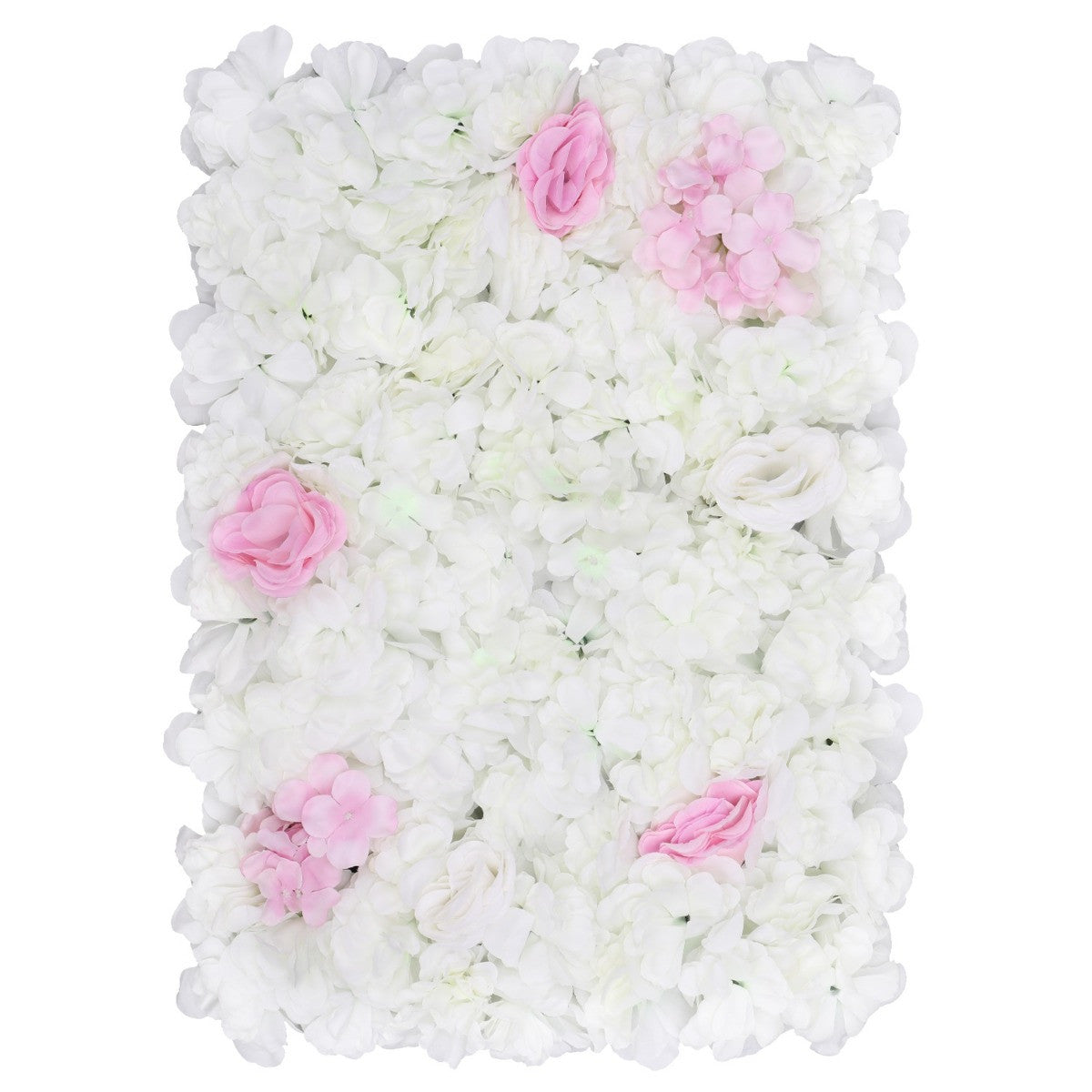 Hydrangea Artificial Flower Wall Panel 60cm x 40cm - White & Baby Pink