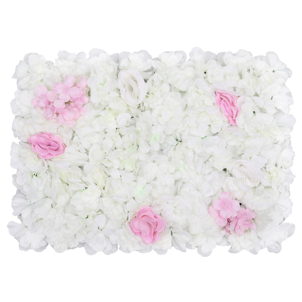 Hydrangea Artificial Flower Wall Panel 60cm x 40cm - White & Baby Pink