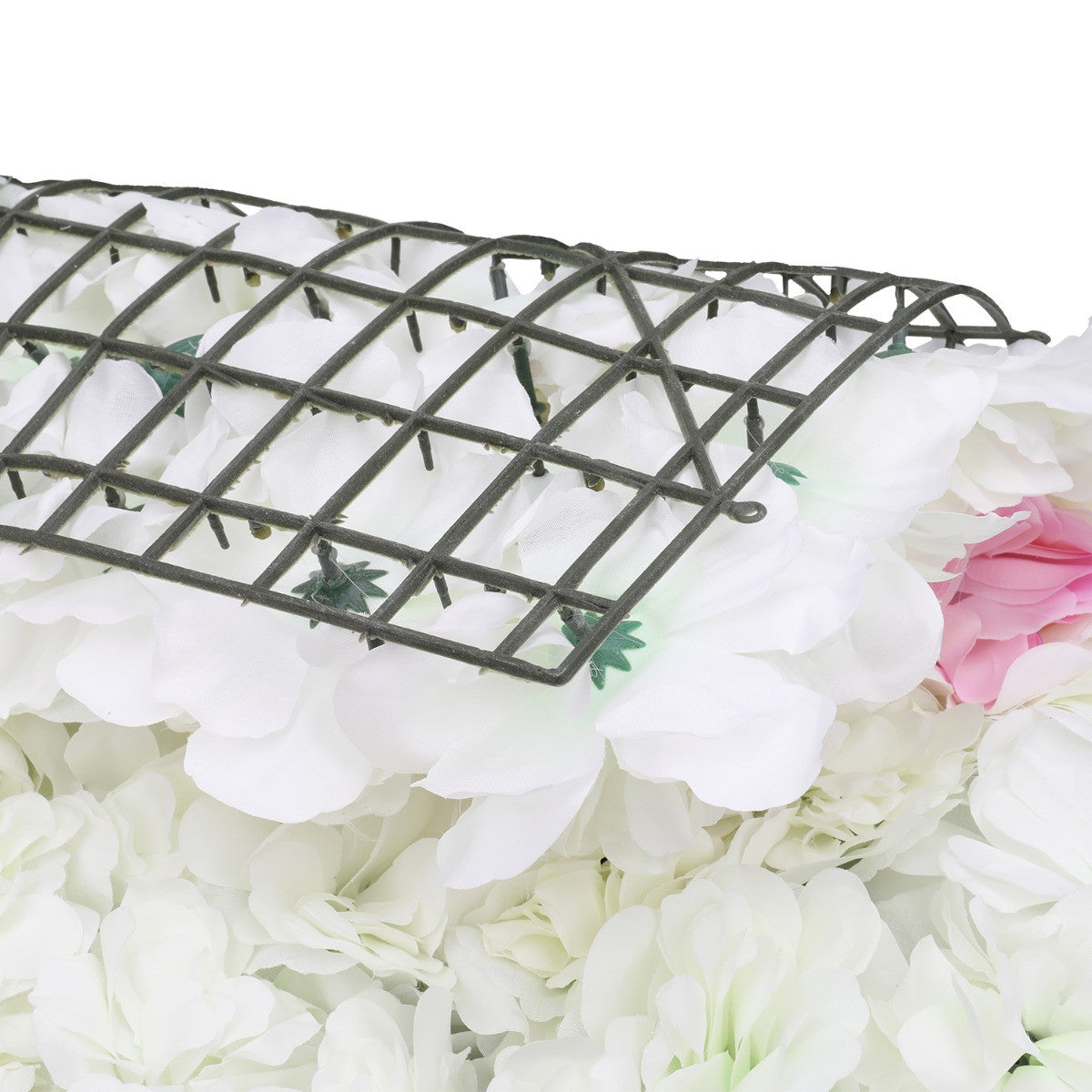 Hydrangea Artificial Flower Wall Panel 60cm x 40cm - White & Baby Pink
