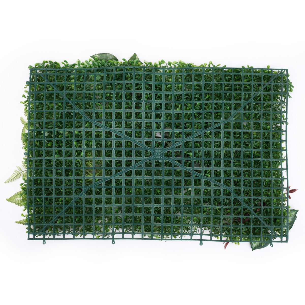 Artificial Green Grass Wall Panel 60cm x 40cm - Green with 5 Flowers