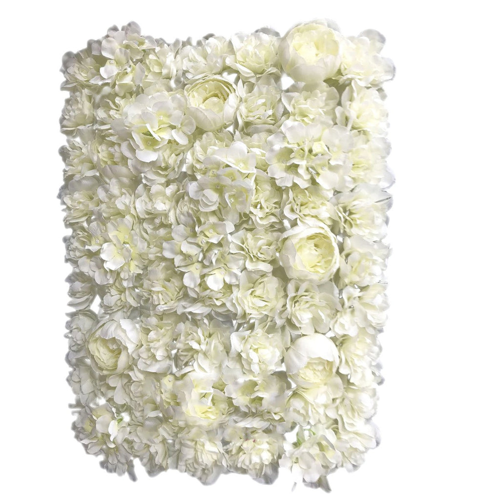 Hydrangea Artificial Flower Wall Panel 60cm x 40cm - Creamy White