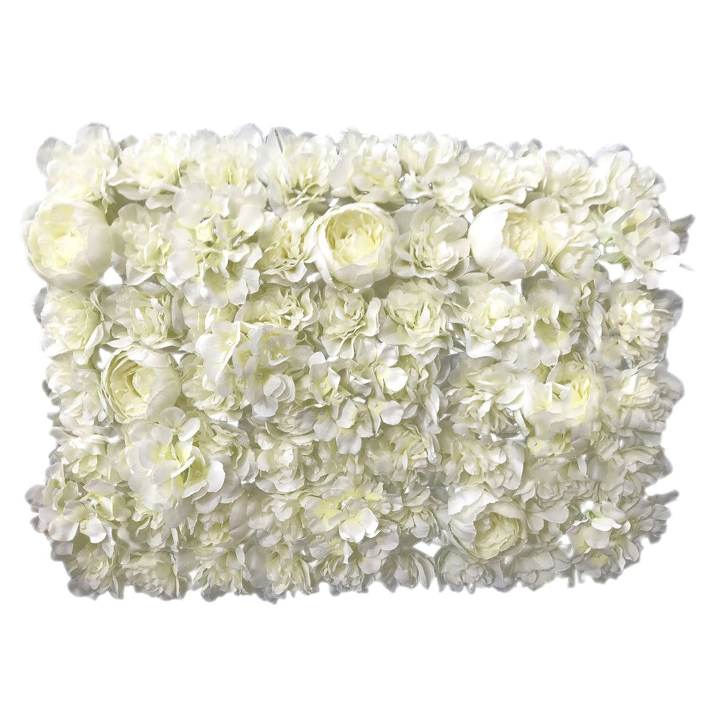 Hydrangea Artificial Flower Wall Panel 60cm x 40cm - Creamy White