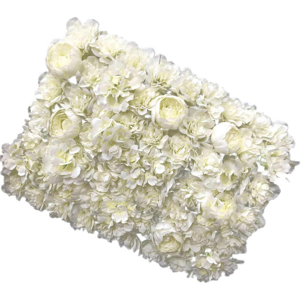 Hydrangea Artificial Flower Wall Panel 60cm x 40cm - Creamy White