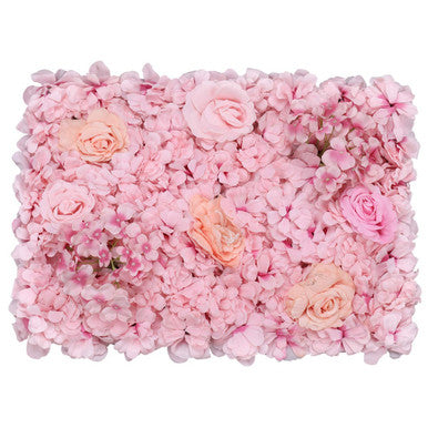 Hydrangea Artificial Flower Wall Panel 60cm x 40cm - Baby Pink & Peach