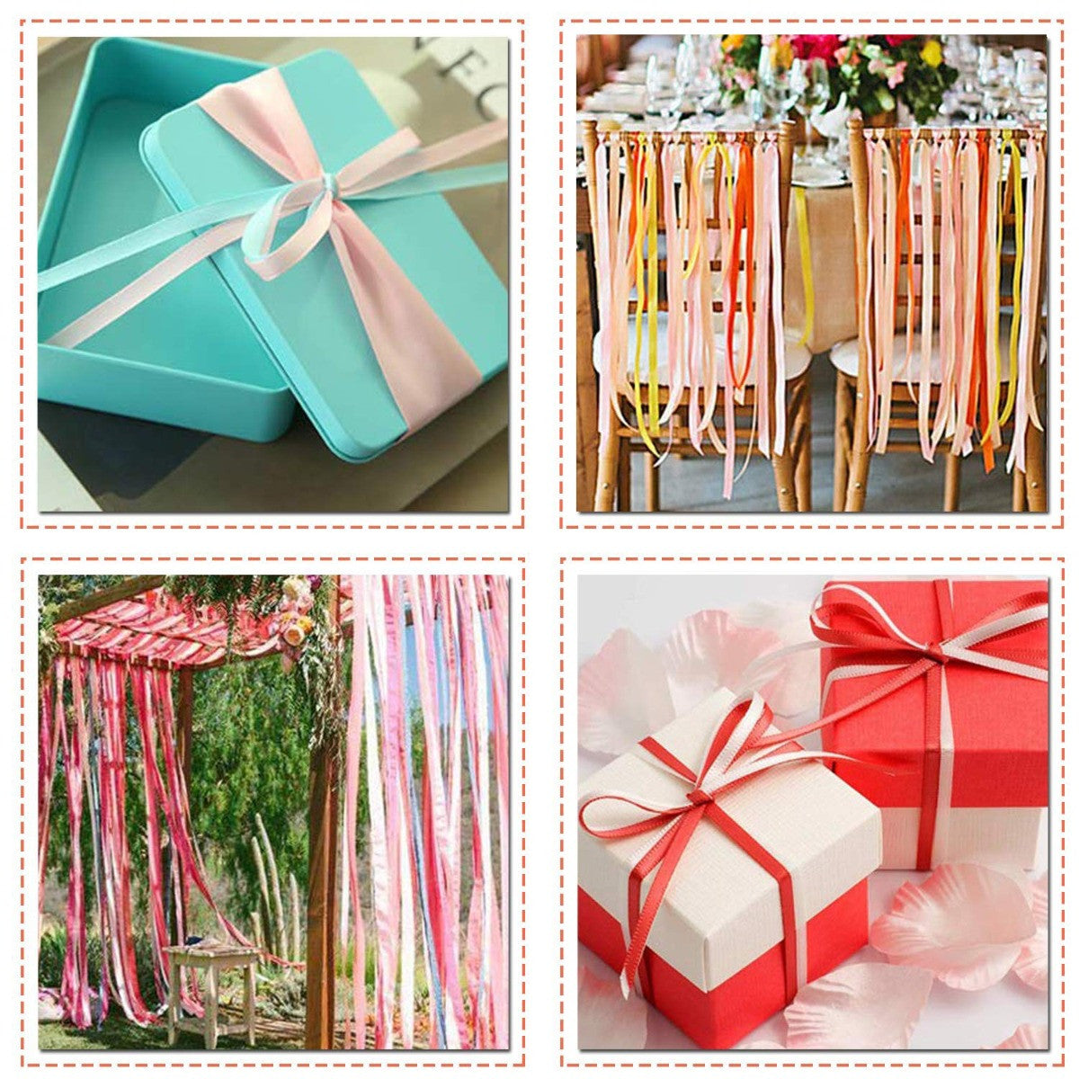 10mm Double Sided Satin Ribbon Bundles, 12 x 25m Rolls - Mixed Colours