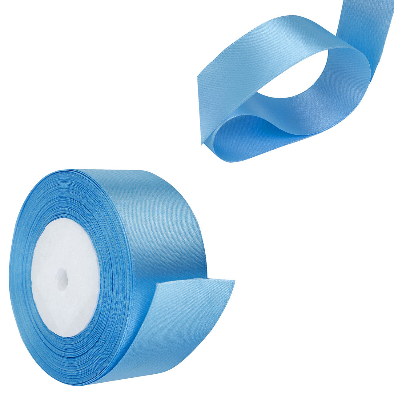 25m Double Sided Satin Ribbon - Baby Blue