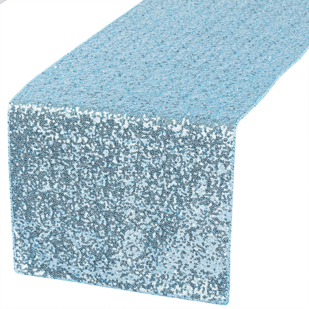 30cm x 274cm Shiny Sequin Table Runner - Baby Blue