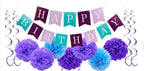Mermaid Theme Birthday Bunting, Balloons, Pom-Poms & Cupcake Toppers