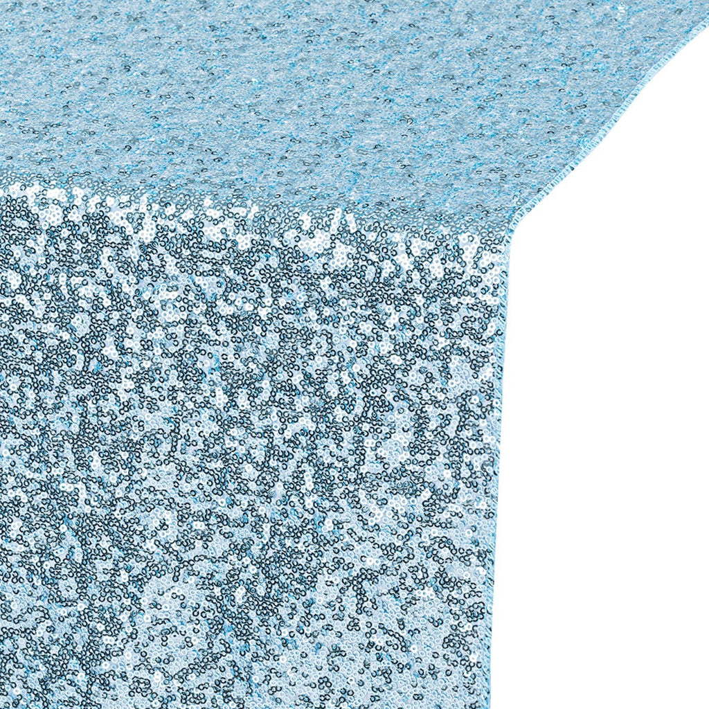 30cm x 274cm Shiny Sequin Table Runner - Baby Blue