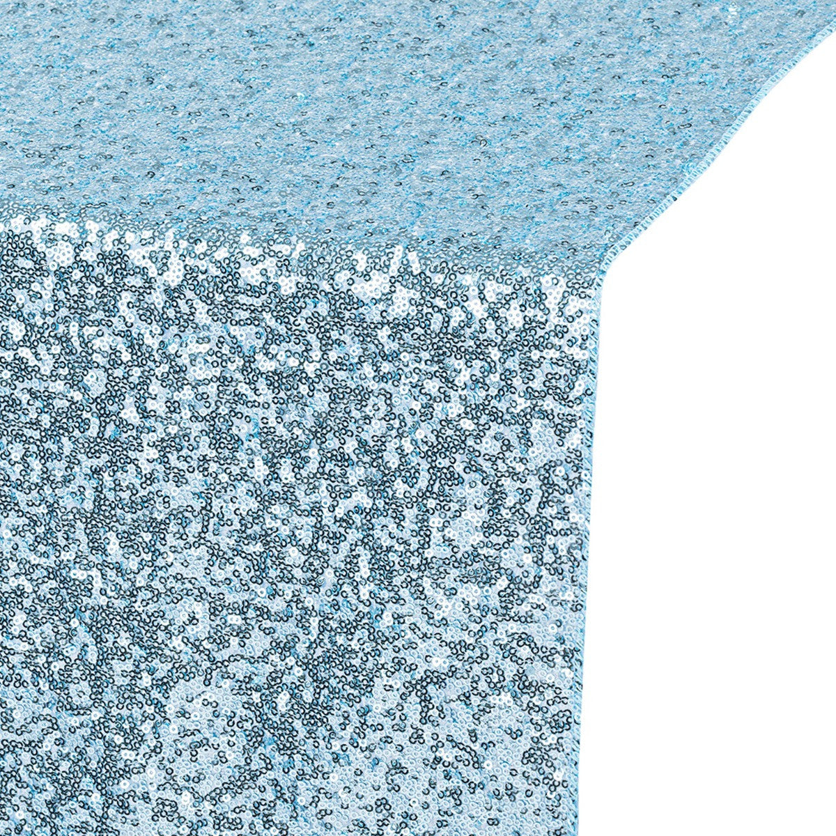 30cm x 274cm Shiny Sequin Table Runner - Baby Blue