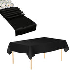 Plastic Table Cloth And Black Satin Runner Set  - 2Pcs