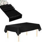 Plastic Table Cloth And Black Satin Runner Set  - 2Pcs
